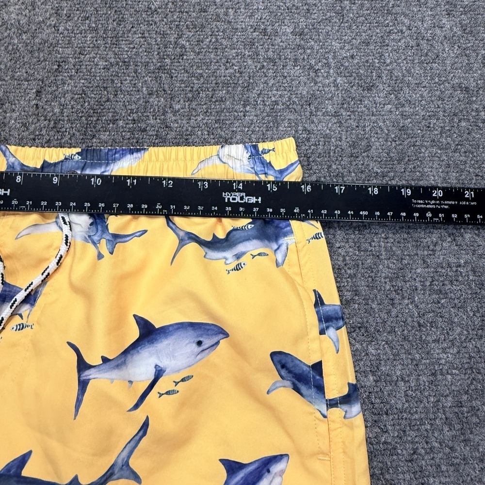 Snapper Rock Swim Trunks Men's M Yellow Shark Print Board Shorts Beach Surf View 3